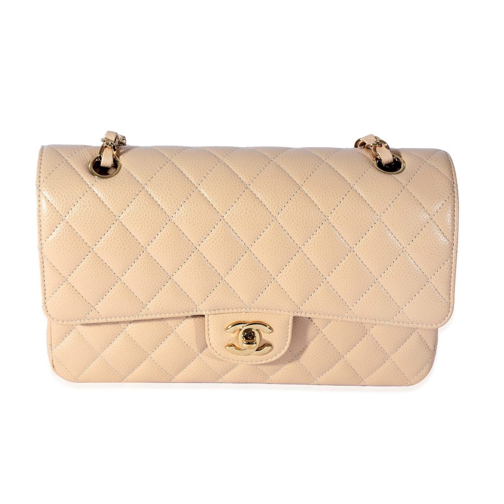 Chanel Medium Beige Caviar Medium Flap Bag